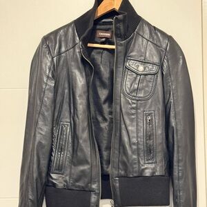 Leather bomber